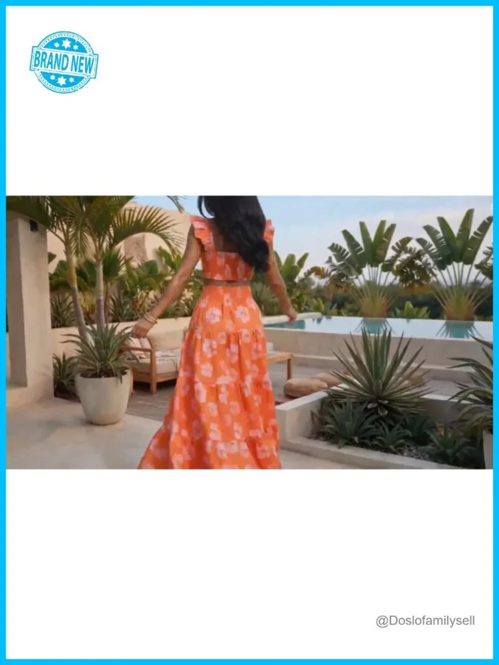 2-Piece Maxi Skirt Set Tropical Floral Boho Vacation Outfit High Waist Ruffle